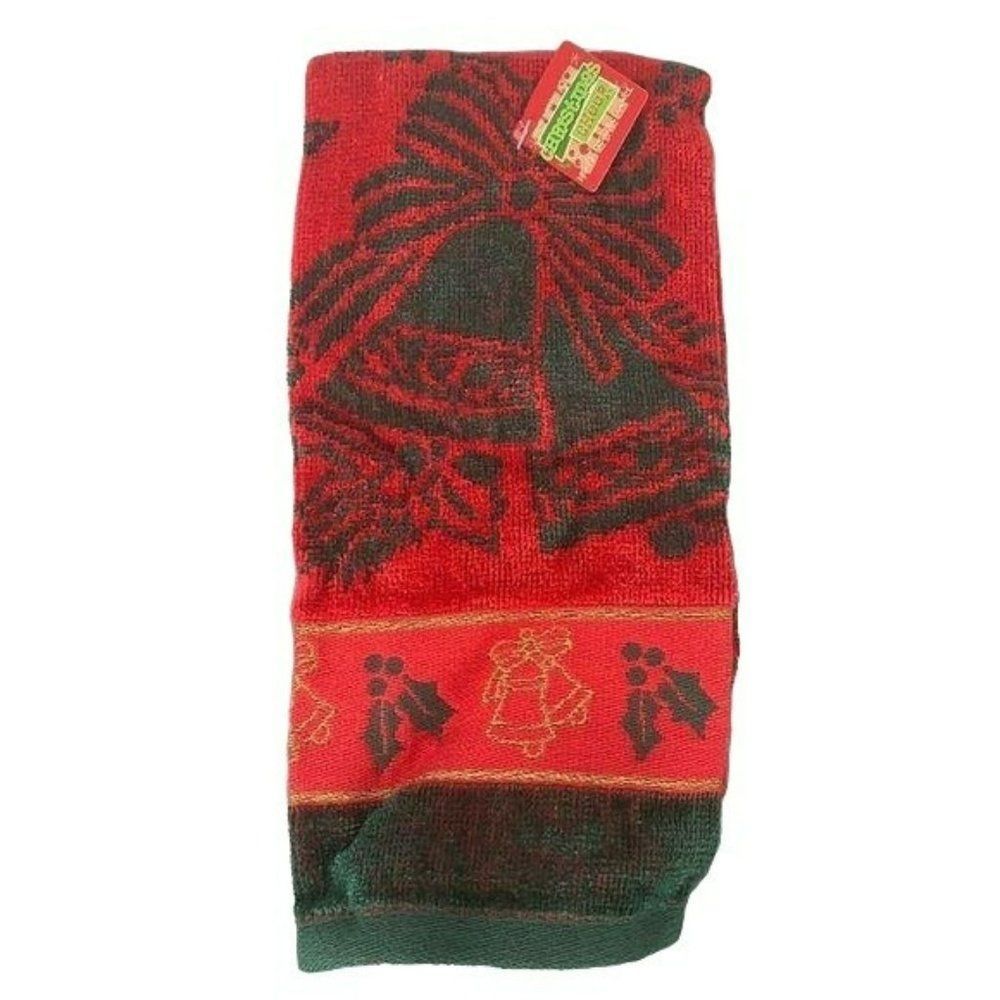 Peachtree Products Red Green Bells Christmas Tea Hand Towel